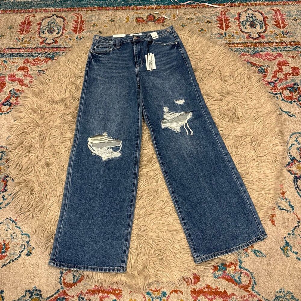 Judy Blue High Waist Distressed Column Straight Leg Jeans 11/30 NWT
